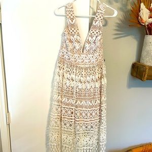 White lace maxi dress